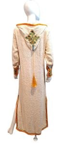 Vintage Moroccan Hooded Djellaba Boho Kaftan Tunic - Fashionconstellate.com