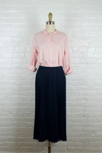 1950s blouse .  50s pink button up long sleeve shirt . medium - Fashionconstellate.com