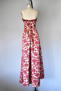 Malmaison 1960s silk faille evening dress and shawl, 1960s dress, floral evening gown, silk maxi dre - Fashionconstellate.com
