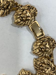 Vintage 70s 80s Gold Lion Face Linked Bracelet | X-Large Size Men Leo | Anklet | Fits 9'' - Fashionconstellate.com