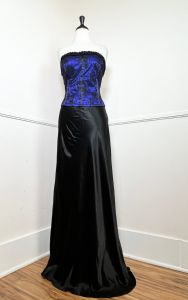 Curvy - Extra Large | Late 1980's Vintage Purple and Black Corset Gown by Florencia - Fashionconstellate.com