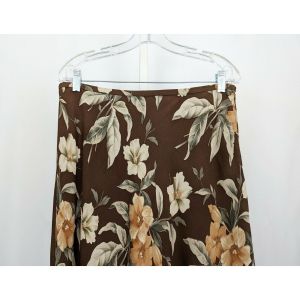 90s Skirt Brown Floral Print Silk Lined by Jones New York| Vintage Misses 14 - Fashionconstellate.com