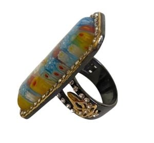 Gorgeous Mosaic Stainless Steel Setting Statement Ring with Gift Box - Size 9  - Fashionconstellate.com