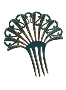 1920s Art Deco Teal Green Celluloid Rhinestone Hair Comb Mantila