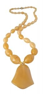 1920s Art Deco Yellow Satin Glass Pendant Necklace Sautoir - Fashionconstellate.com