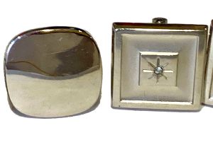Set of 2 Mid Century Cufflinks | 50s 60s Silver FOSTER Atomic Jewelry - Fashionconstellate.com