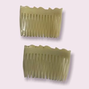 1970’s Deadstock French Hair Combs in Cream with Gold Detail