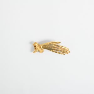 Vintage 1950s Victorian Revival Gold Color Fancy Cuff Hand Brooch - Fashionconstellate.com