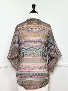 Small to Medium | 1970's Vintage Sheer Paisley Scarf Top - Fashionconstellate.com