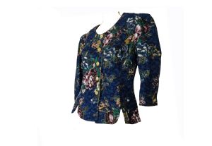 Vintage 1980s Jacket Blouse Metallic Gold Blue Floral Evening Blouse by Miss Dorby | 14P - Fashionconstellate.com