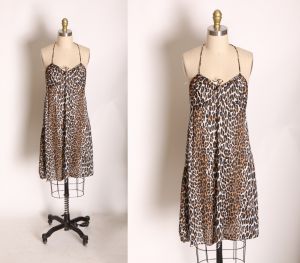 1960s Leopard Print Sleeveless Racer Back Nightgown by Vanity Fair - S/M