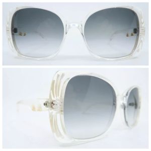 Vintage Clear Hand Carved Oversized Sunglasses Plaza Model 9/001