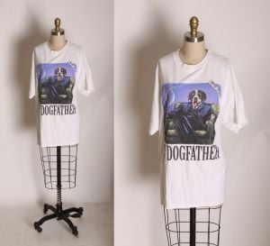 1990s Single Stitch White Big Dog The Godfather Dogfather T Shirt by Big Dogs Santa Barbara - XXXL