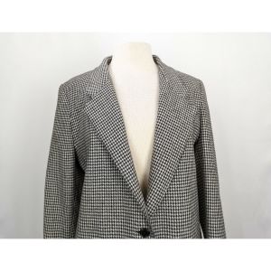 90s Jacket Blazer Black White Houndstooth Wool Blend Academia by Alfred Dunner | Vintage Misses 12 - Fashionconstellate.com