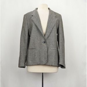 90s Jacket Blazer Black White Houndstooth Wool Blend Academia by Alfred Dunner | Vintage Misses 12