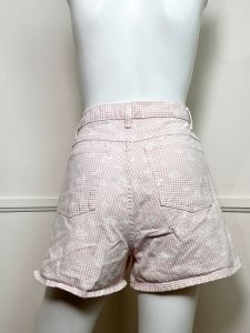 Large | 1990's Vintage Pink Gingham Floral Denim Shorts by Denim Republic - Fashionconstellate.com