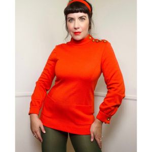 Medium | 1960's Vintage Orange Mod Tunic by I. Magnin - Fashionconstellate.com