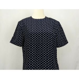 90s Top Navy Blue White Print Shell Short Sleeves by Kasper for A.S.L. | Vintage Misses 8 - Fashionconstellate.com