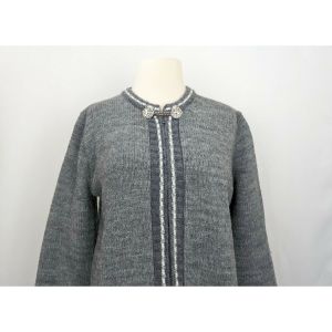 60s Cardigan Sweater Gray Zip Front Acrylic by Penney's | Vintage Misses 38 S M - Fashionconstellate.com