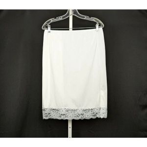 80s Skirt Half Slip White Nylon Lace Trim by Movie Star | Vintage Misses L - Fashionconstellate.com