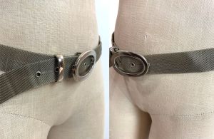 80s 90s Silver Metal Mesh Belt | Chainmail Belt with Chrome Buckle | 1.25'' Wide Fits 34'' - 38'' - Fashionconstellate.com