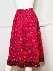 Extra Small- 25 Waist | 1950's Vintage Red Cotton Novelty Bandana Print Skirt - Fashionconstellate.com