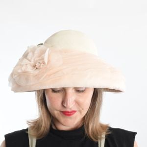 Vintage 1950s Wide Brim Bone Cream Straw Hat|by Schiaparelli Paris - Fashionconstellate.com
