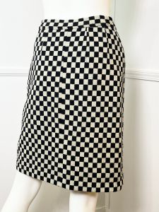 Small - 26 Waist  | 1960's Vintage Wool Checkered Mod Mini Skirt - Fashionconstellate.com