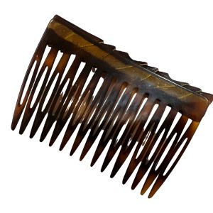 Vintage Deadstock French Brown & Gold Hair Comb - Fashionconstellate.com