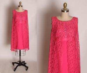 1960s Pink Sleeveless Sequin Bodice Lace Open Front Go Go Mini Dress - XS/S