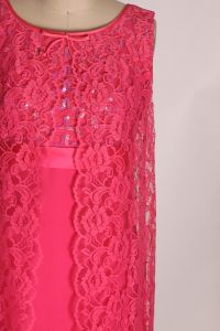 1960s Pink Sleeveless Sequin Bodice Lace Open Front Go Go Mini Dress - XS/S - Fashionconstellate.com