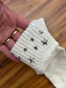 One Size | 1990's Vintage Cotton Rhinestone and Star Studded Socks - Fashionconstellate.com