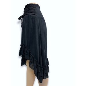 Vintage 1990s Black Gauze Cotton Shabby Goth Asymmetrical Airy Skirt 90s | S - Fashionconstellate.com