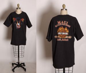 2001 Y2K Black Harley Davidson Eagle Maui Hawaii Short Sleeve Biker T-Shirt by Harley Davidson - L