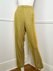 Curvy- Extra Large | 1980's Vintage Sparkling Gold Lurex Pants - Fashionconstellate.com
