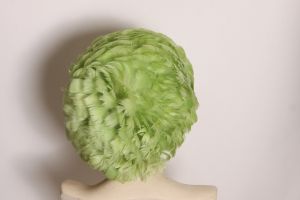 1960s Green Feather Round Poofy Formal Hat - Fashionconstellate.com