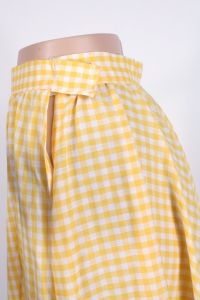 Vintage 1970s Yellow White Gingham Cottagecore Prairie Full Long Skirt 70s | S - Fashionconstellate.com