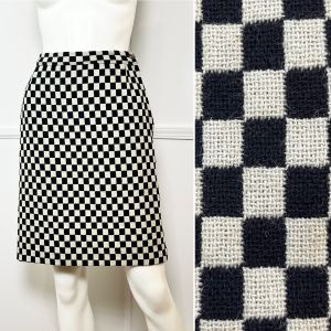 Small - 26 Waist  | 1960's Vintage Wool Checkered Mod Mini Skirt