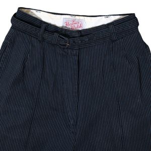 Vintage 1960s Navy Blue Stripe Bermuda Shorts by Florence Walsh  | XS 24'' Waist - Fashionconstellate.com
