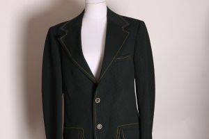 1970s Forest Green & Yellow Plaid Mens Blazer Suit Jacket with Matching Plaid Pants - Fashionconstellate.com