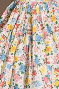 1950s Pink, White, Blue and Yellow Floral Fit and Flare Skirt by Reid and Reid - XXS - Fashionconstellate.com