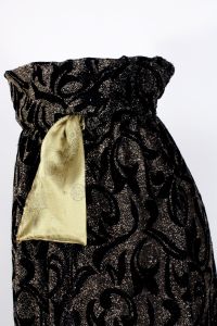 Vintage 1960s Black Metallic Gold Brocade Sheer Hostess Calf Skirt 60s | S - Fashionconstellate.com