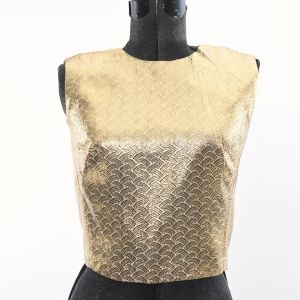 Vintage 1960s Gold Lame Sleeveless Pinup Shirt by Kay Silver | S - Fashionconstellate.com