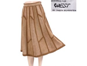 Vintage 70s Size 5 Buckskin Suede Patchwork Crochet Boho Hippie Skirt from West by Jason Silverstein