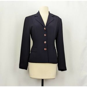 90s Jacket Black Button Front Lined Blazer Academia by Equipment | Vintage Misses 8