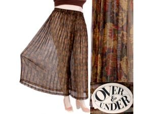 20 Plus Size Vintage 70s DEADSTOCK Sheer Pleated Palazzo Pants Boho Festival by Over & Under