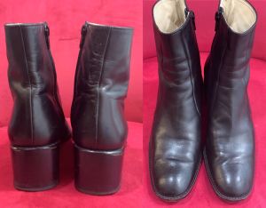 Modern Vintage Black Leather Chunky Heel Ankle Boots |Margaret Howell | Japan 24 US Women 7 - Fashionconstellate.com