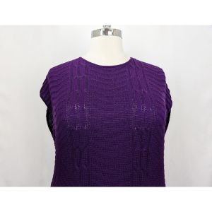 80s Sweater Purple Textured Knit Short Sleeve by Sweater Bazaar | Vintage Women's 44/24W - Fashionconstellate.com