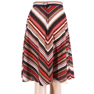Vintage 1960s Earth Tone Chevron Stripe Op Art Nylon Mod Knee Skirt | M - Fashionconstellate.com