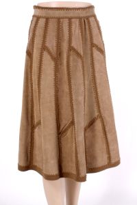 Vintage 70s Size 5 Buckskin Suede Patchwork Crochet Boho Hippie Skirt from West by Jason Silverstein - Fashionconstellate.com